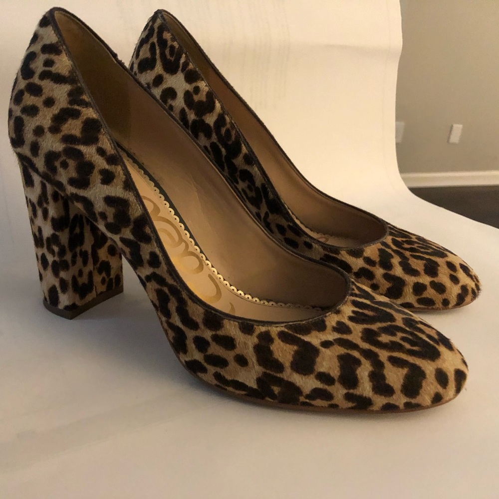 Leopard Chunky Heel Pumps